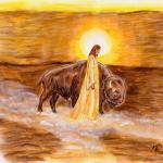 Jesus mit Büffel